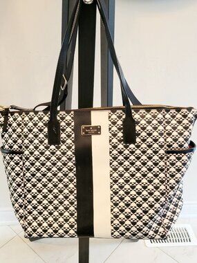 Kate Spade NY Adaira Penn Place Black & White Diaper Tote Bag w/Change Mat